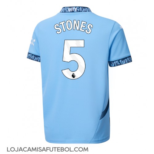 Camisa de Futebol Manchester City John Stones #5 Equipamento Principal 2024-25 Manga Curta